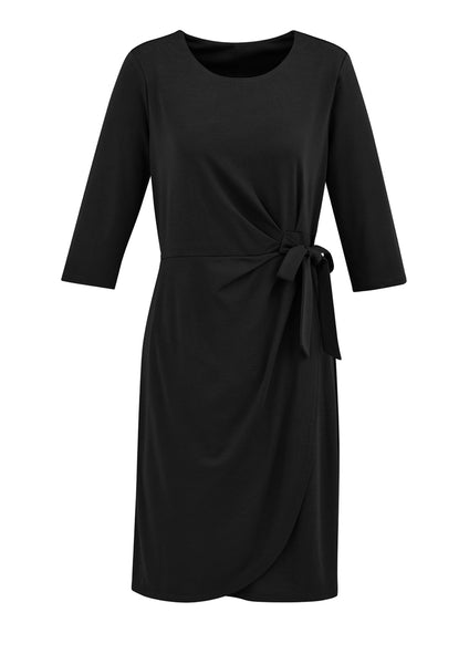 PARIS Ladies Tie Front Dress   - BLACK