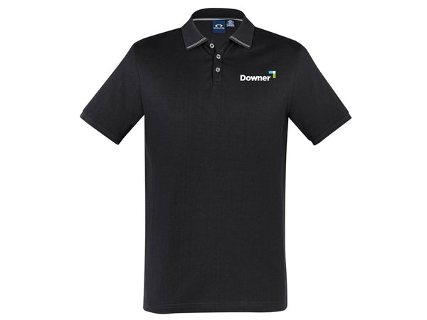 ASTON M Cotton Jersey S-S Polo - Black-Silver Grey