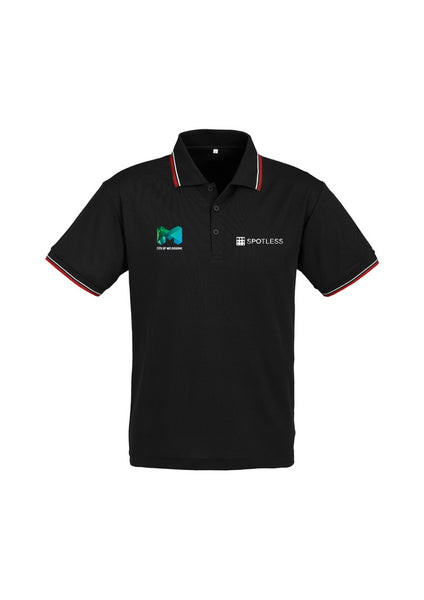 CAMBRIDGE MENS POLO  - BLACK-RED-WHITE