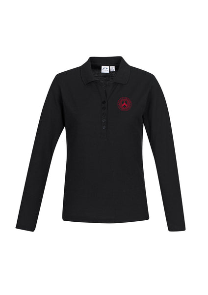 CREW L L-S Polo                - BLACK