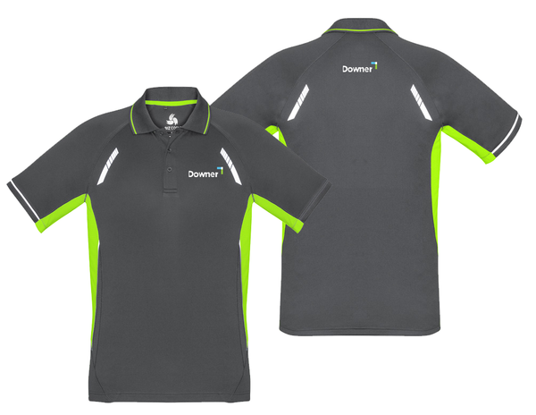 MENS RENEGADE POLO - Grey/Fluro Lime/Silver