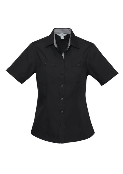 Bondi Ladies S-S Shirt         - Black-Edge Check