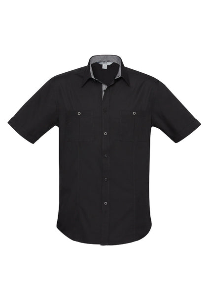 Bondi Mens S-S Shirt           - Black-Edge Check