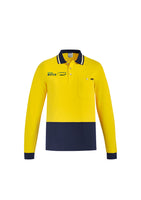 Mens Hi Vis Cotton Polo L-S    - Yellow-Navy