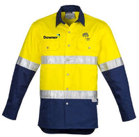 MENS HI VIS SPLICED INDUSTRIAL SHIRT - YELLOW/NAVY