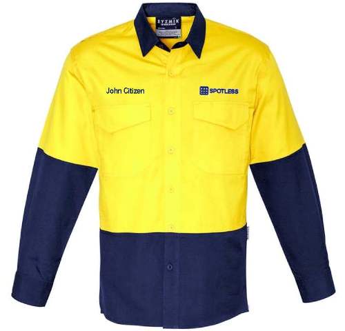 Rugged Cooling L-S Shirt with - Name - Yellow-Navy